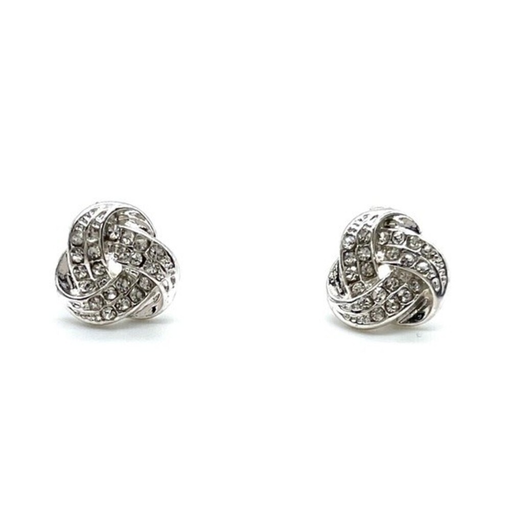 Stunning Art Deco Style Pave Floral Wreath Stud Earrings w/ Crystals